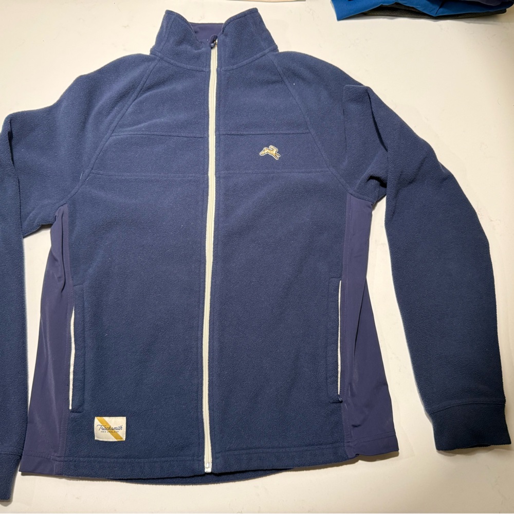 Tracksmith Navy Fleece Jacket with Logo Patch